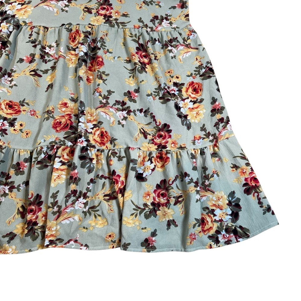 Floral Mint Tie-Strap Dress - Boho Chic Casual Style | Size Small | Resort Wear - Picture 9 of 16
